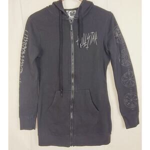 KillStar Elysian Fields black full zip hoodie dress Size Med Goth Grunge Emo